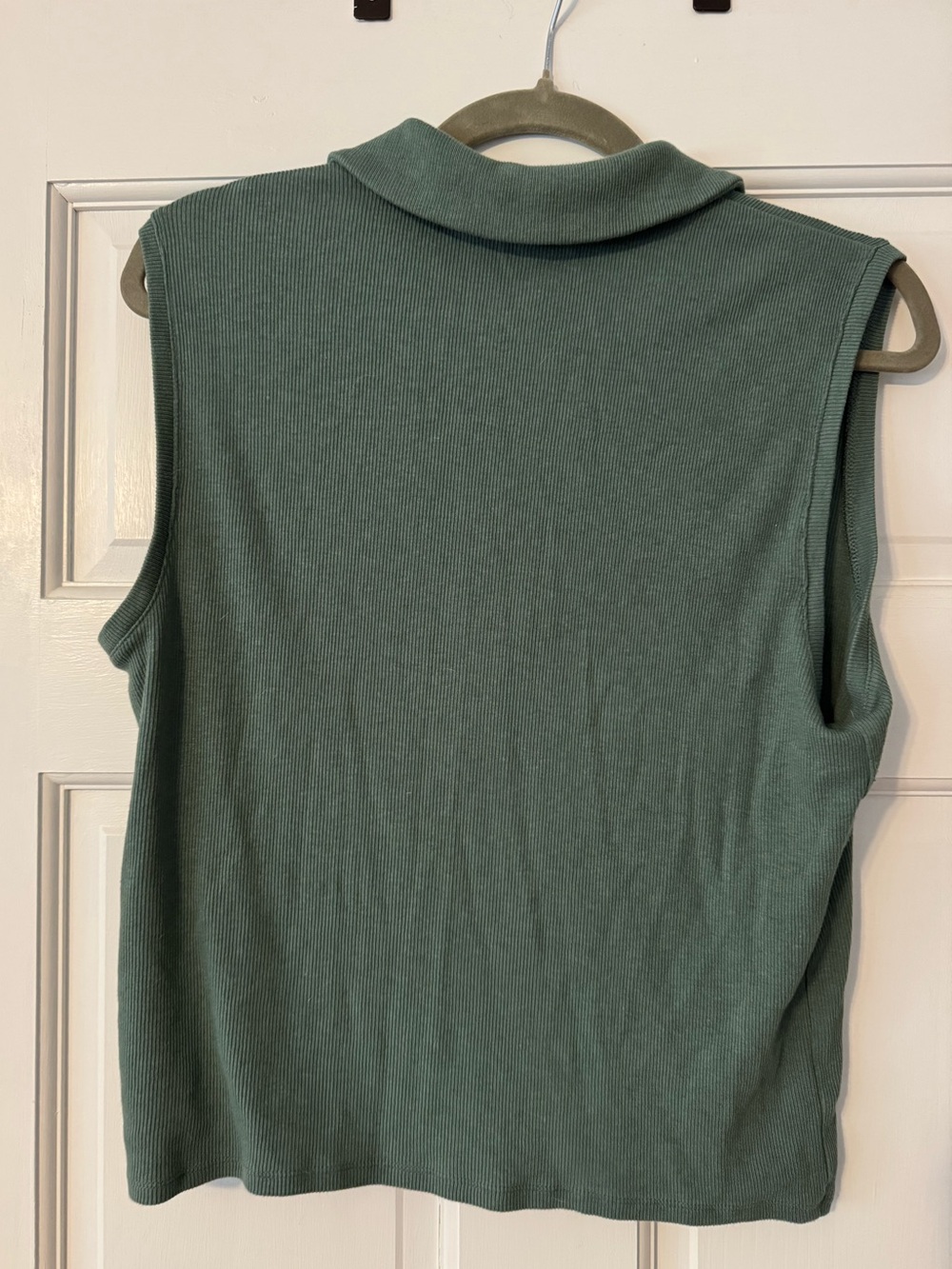 GAP Sleeveless Button-Down Collared Top — Moss Green - Picture 2 of 4